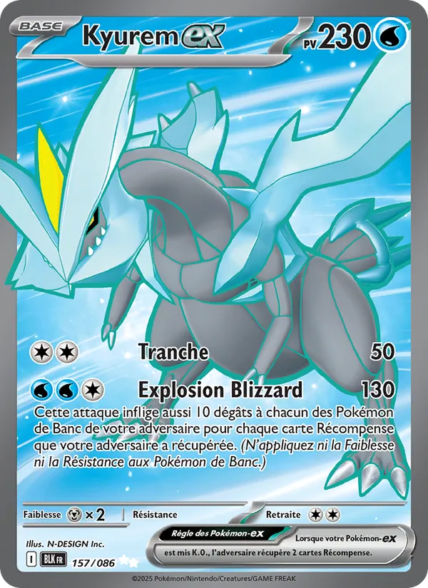 Carte Pokémon Kyurem-ex de l'extension Foudre Noire