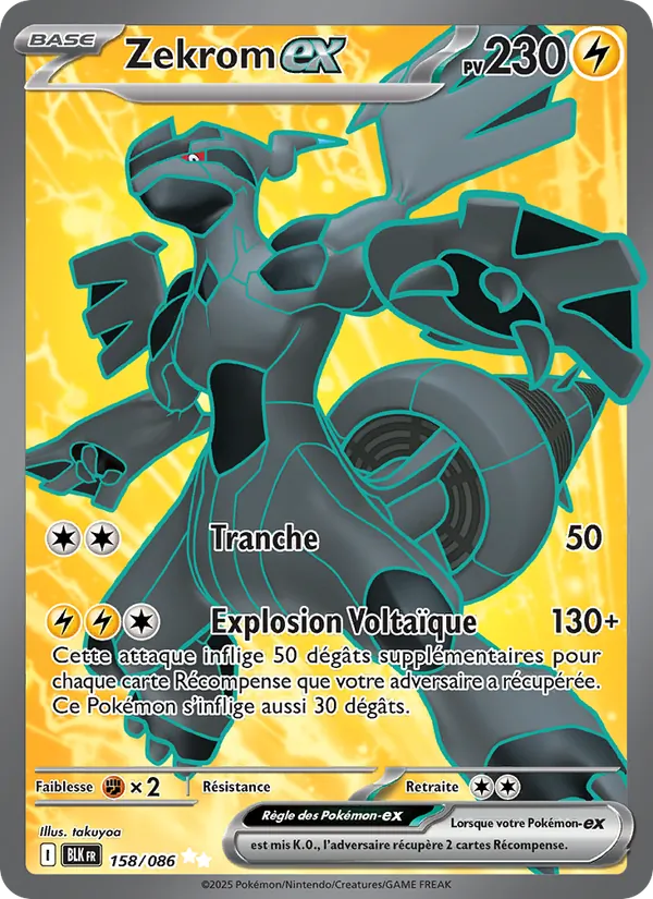 Carte Pokémon Zekrom-ex de l'extension Foudre Noire