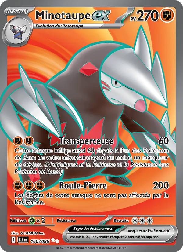 Carte Pokémon Minotaupe-ex de l'extension Foudre Noire