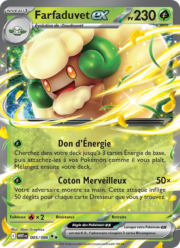 Carte Pokémon Farfaduvet-ex de l'extension Flamme Blanche