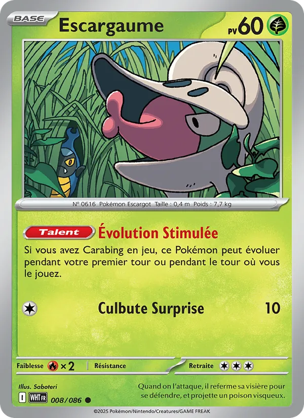 Carte Pokémon Escargaume de l'extension Flamme Blanche