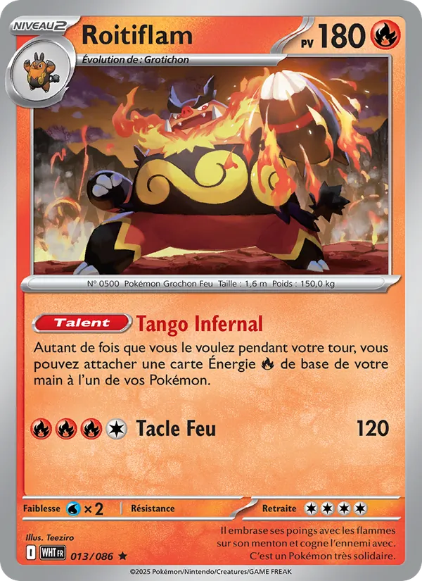 Carte Pokémon Roitiflam de l'extension Flamme Blanche