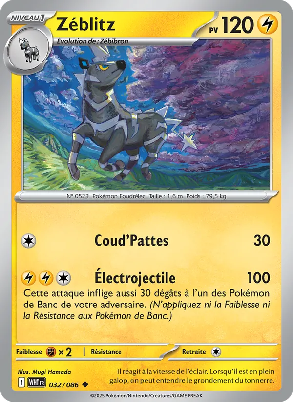 Carte Pokémon Zéblitz de l'extension Flamme Blanche