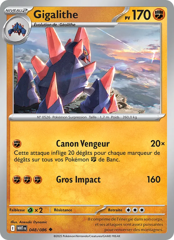 Carte Pokémon Gigalithe de l'extension Flamme Blanche