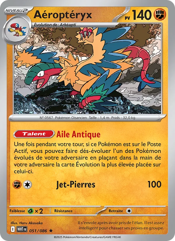Carte Pokémon Aéroptéryx de l'extension Flamme Blanche