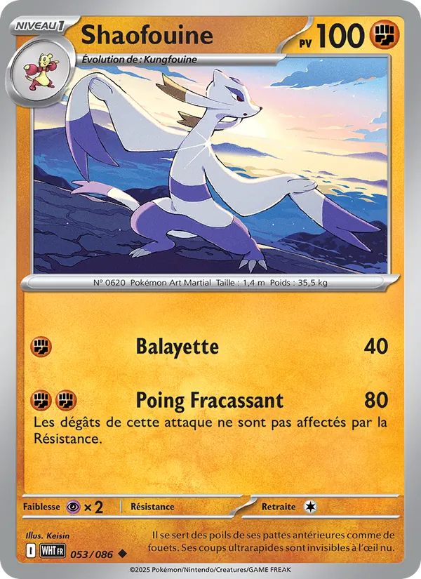 Carte Pokémon Shaofouine de l'extension Flamme Blanche