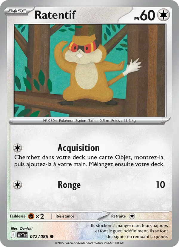 Carte Pokémon Ratentif de l'extension Flamme Blanche