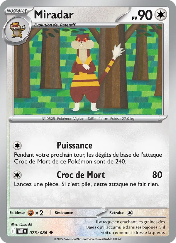 Carte Pokémon Miradar de l'extension Flamme Blanche