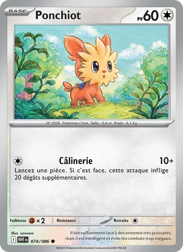 Carte Pokémon Ponchiot de l'extension Flamme Blanche