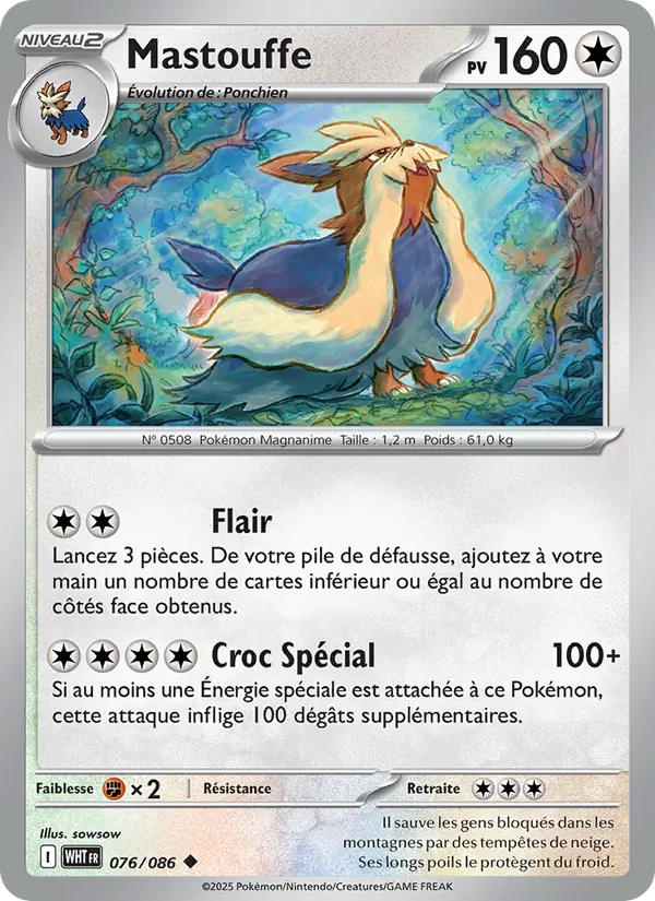 Carte Pokémon Mastouffe de l'extension Flamme Blanche