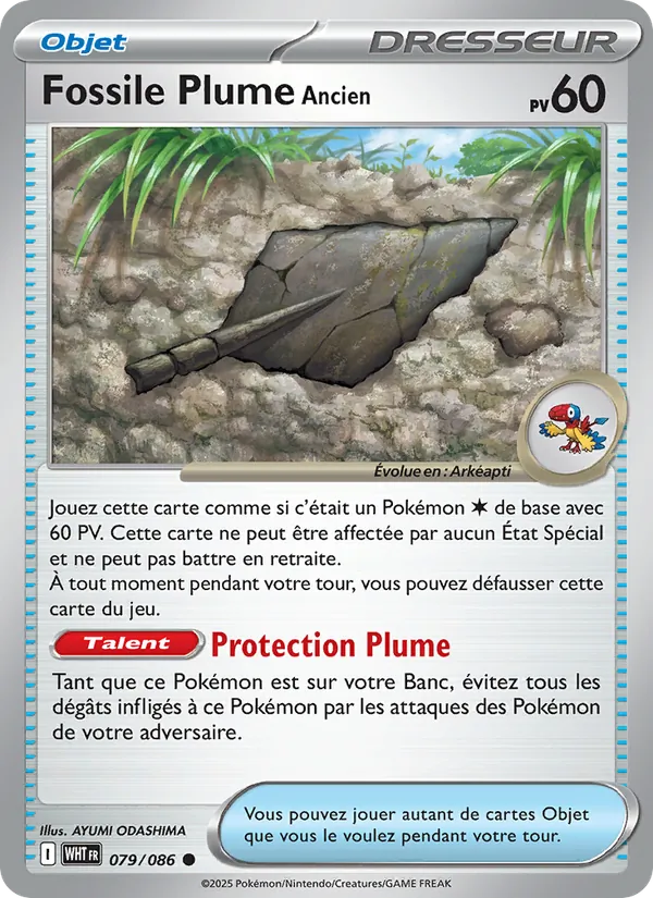 Carte Pokémon Fossile Plume Ancien de l'extension Flamme Blanche