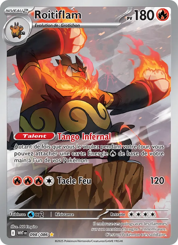 Carte Pokémon Roitiflam de l'extension Flamme Blanche
