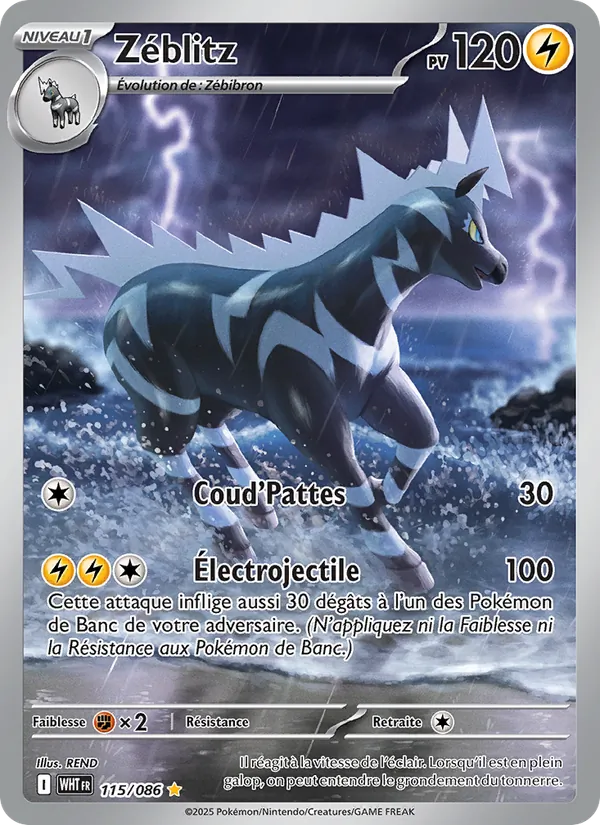 Carte Pokémon Zéblitz de l'extension Flamme Blanche
