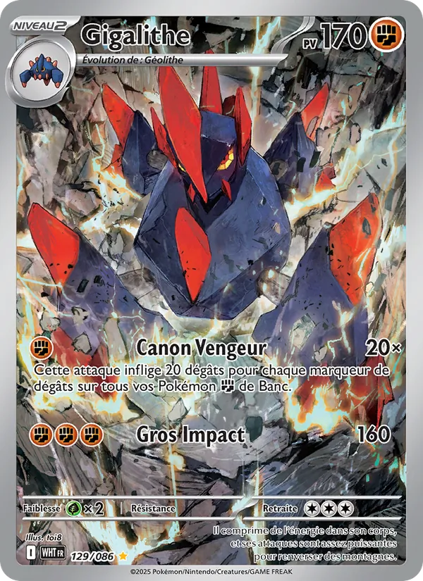 Carte Pokémon Gigalithe de l'extension Flamme Blanche