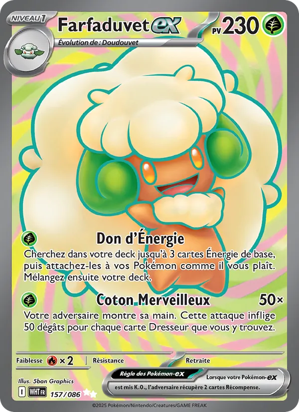 Carte Pokémon Farfaduvet-ex de l'extension Flamme Blanche