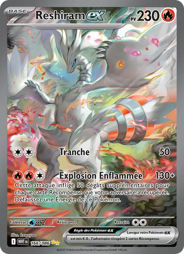 Carte Pokémon Reshiram-ex de l'extension Flamme Blanche
