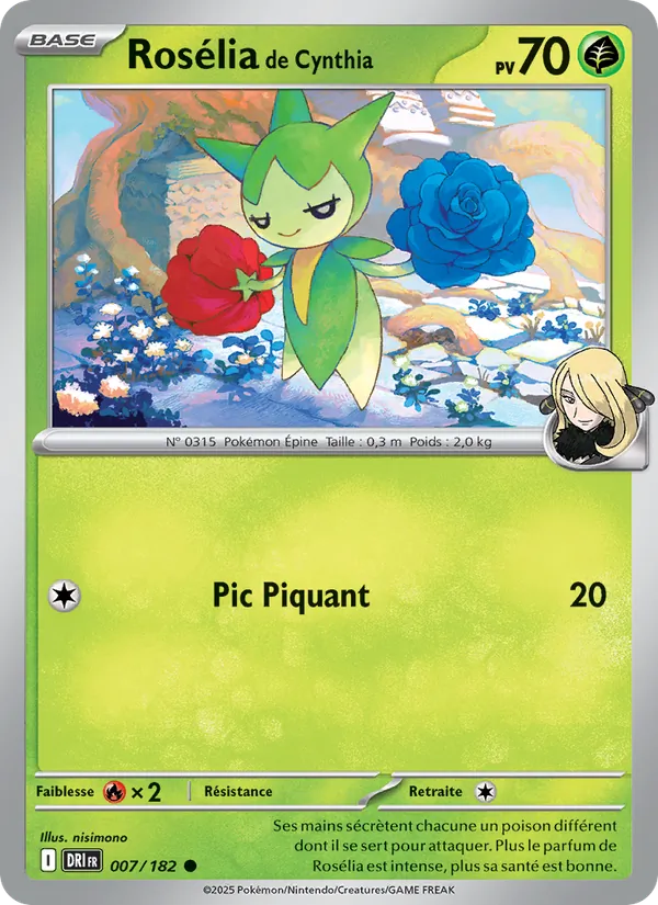 Carte Pokémon Rosélia de Cynthia de l'extension Rivalités Destinées