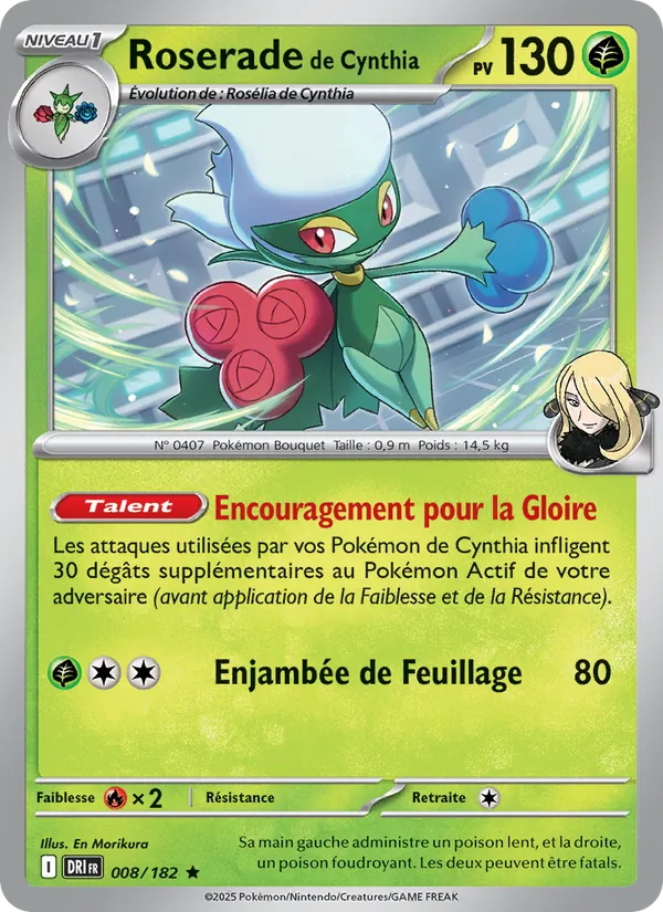 Carte Pokémon Roserade de Cynthia de l'extension Rivalités Destinées