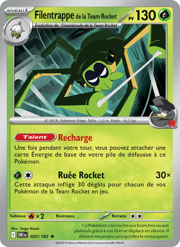 Carte Pokémon Filentrappe de la Team Rocket de l'extension Rivalités Destinées