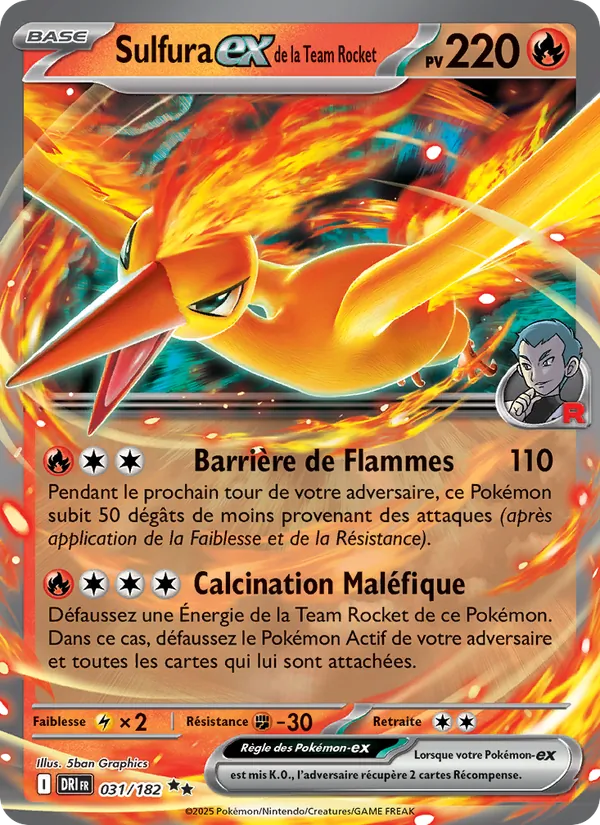 Carte Pokémon Sulfura-ex de la Team Rocket de l'extension Rivalités Destinées