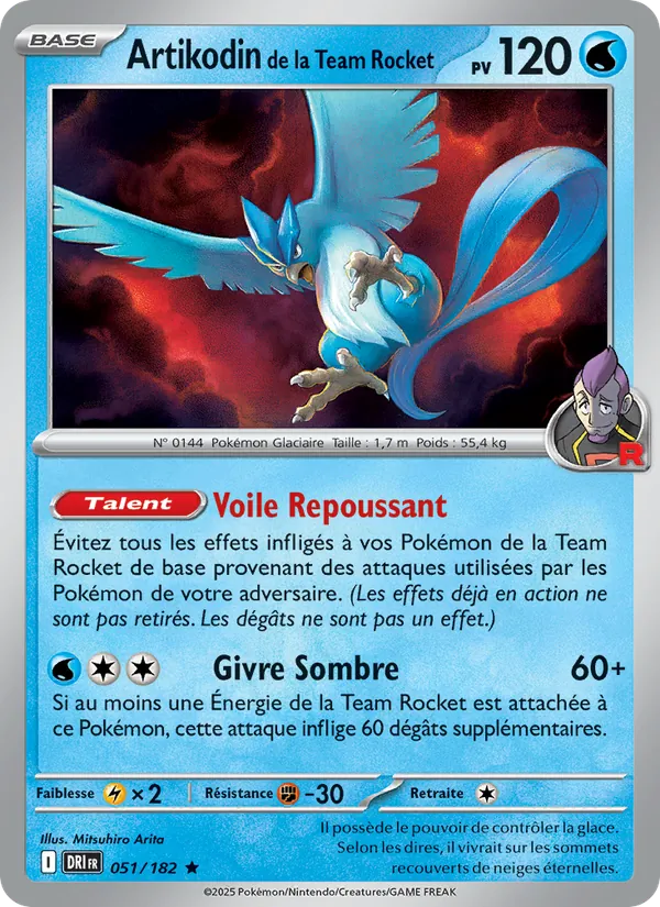 Carte Pokémon Artikodin de la Team Rocket de l'extension Rivalités Destinées
