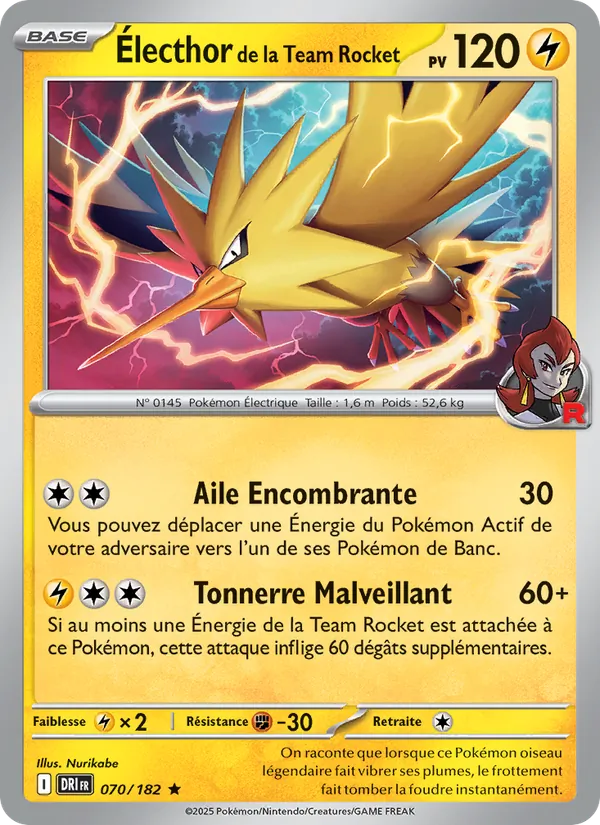 Carte Pokémon Électhor de la Team Rocket de l'extension Rivalités Destinées