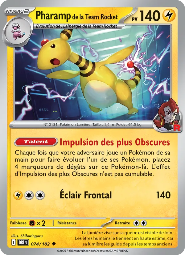 Carte Pokémon Pharamp de la Team Rocket de l'extension Rivalités Destinées