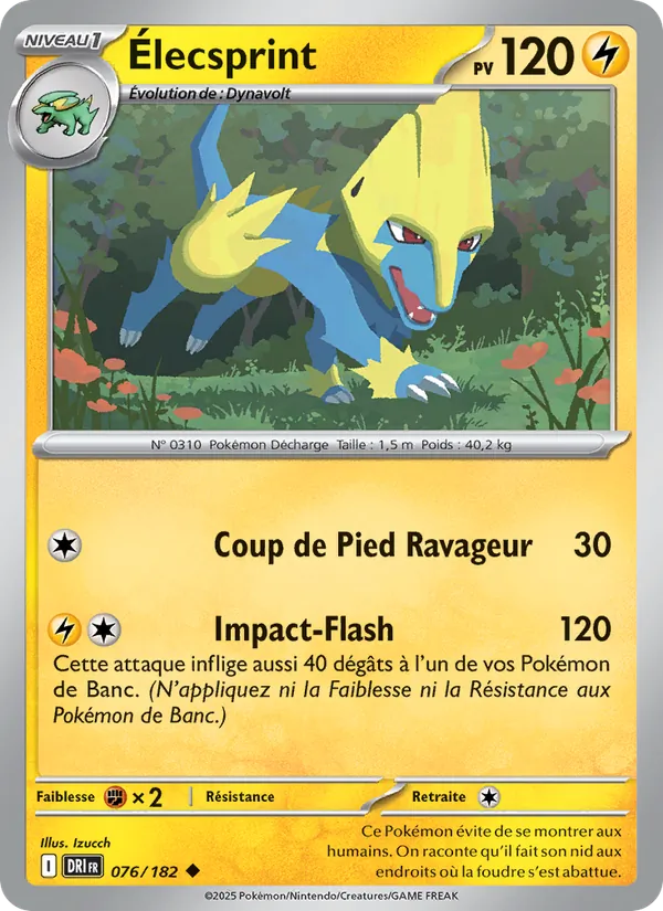 Carte Pokémon Élecsprint de l'extension Rivalités Destinées