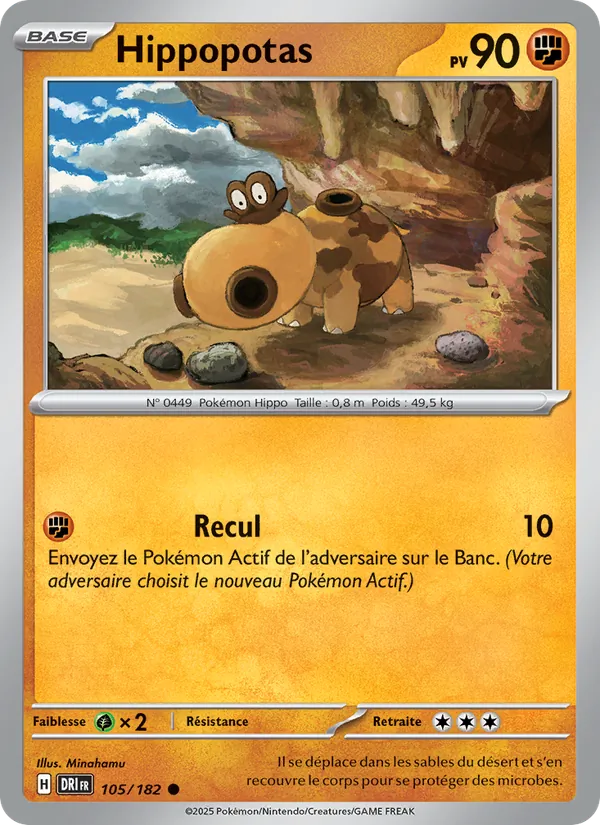 Carte Pokémon Hippopotas de l'extension Rivalités Destinées