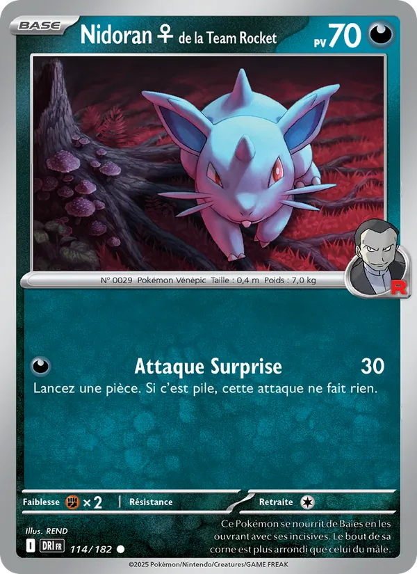 Carte Pokémon Nidoran♀ de la Team Rocket de l'extension Rivalités Destinées