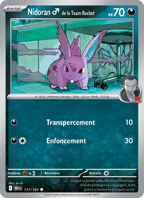 Carte Pokémon Nidoran♂ de la Team Rocket de l'extension Rivalités Destinées