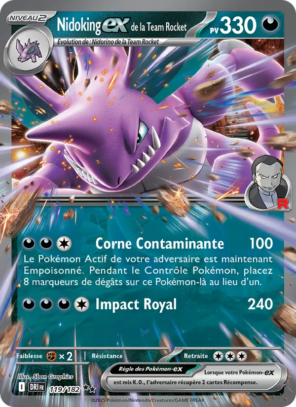 Carte Pokémon Nidoking-ex de la Team Rocket de l'extension Rivalités Destinées