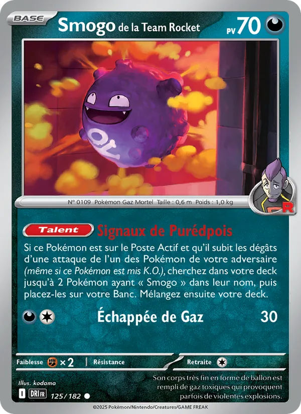 Carte Pokémon Smogo de la Team Rocket de l'extension Rivalités Destinées