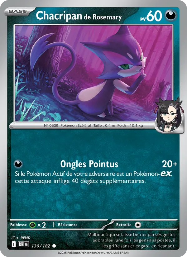 Carte Pokémon Chacripan de Rosemary de l'extension Rivalités Destinées