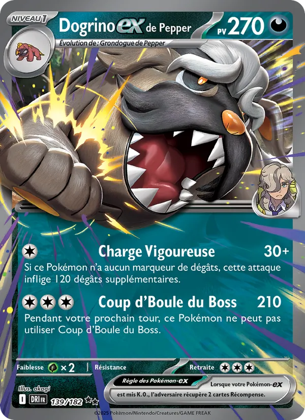 Carte Pokémon Dogrino-ex de Pepper de l'extension Rivalités Destinées