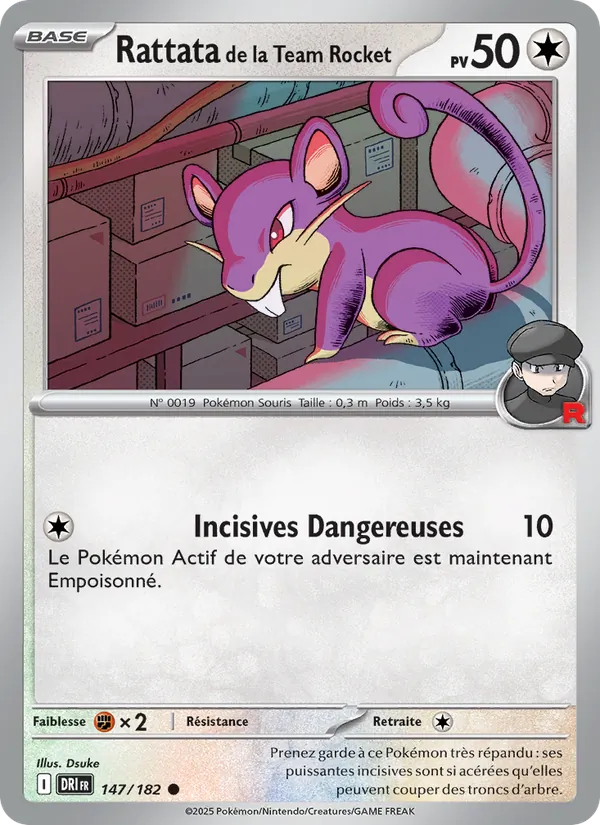 Carte Pokémon Rattata de la Team Rocket de l'extension Rivalités Destinées