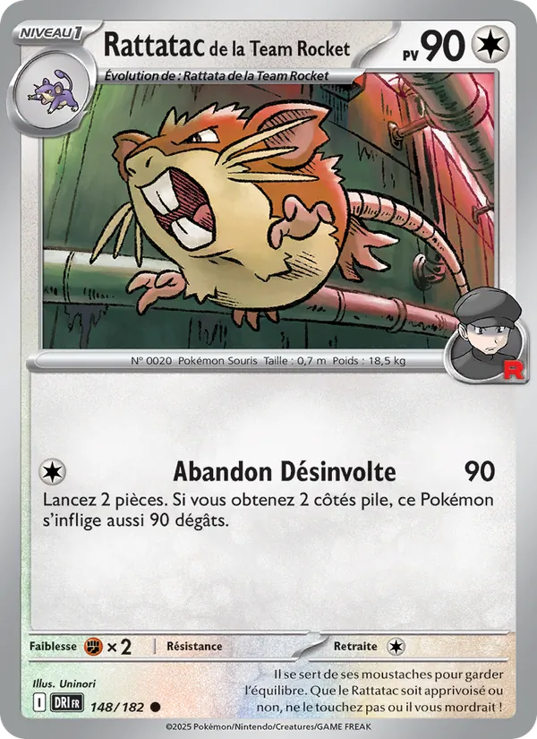 Carte Pokémon Rattatac de la Team Rocket de l'extension Rivalités Destinées