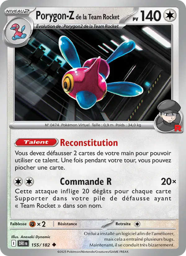 Carte Pokémon Porygon-Z de la Team Rocket de l'extension Rivalités Destinées