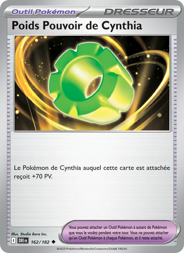 Carte Pokémon Poids Pouvoir de Cynthia de l'extension Rivalités Destinées