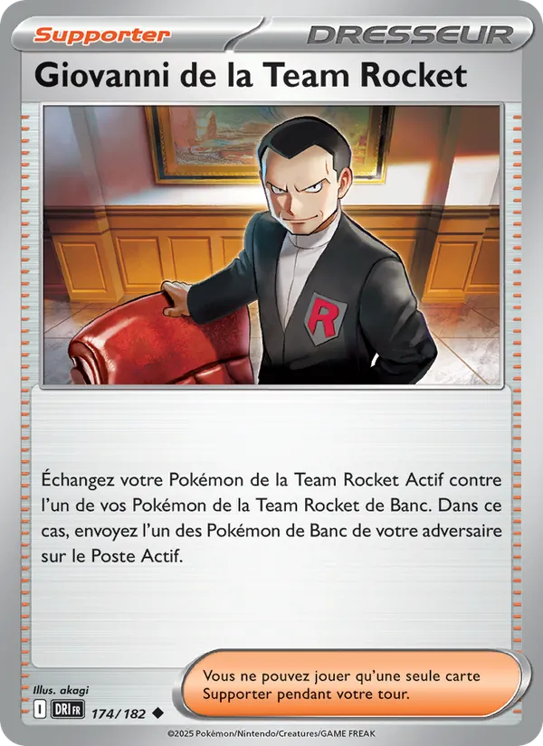 Carte Pokémon Giovanni de la Team Rocket de l'extension Rivalités Destinées