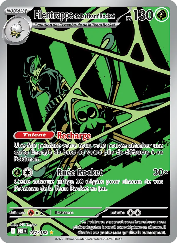 Carte Pokémon Filentrappe de la Team Rocket de l'extension Rivalités Destinées