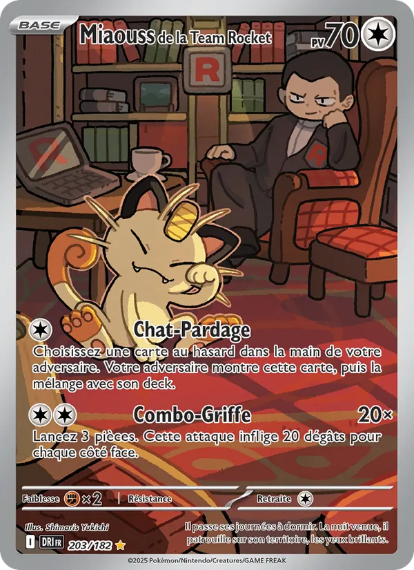 Carte Pokémon Miaouss de la Team Rocket de l'extension Rivalités Destinées