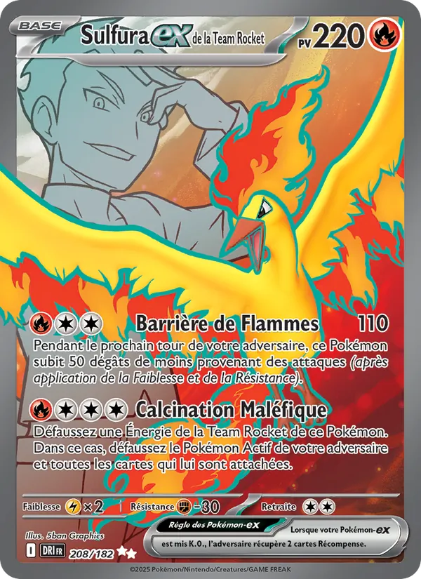 Carte Pokémon Sulfura-ex de la Team Rocket de l'extension Rivalités Destinées