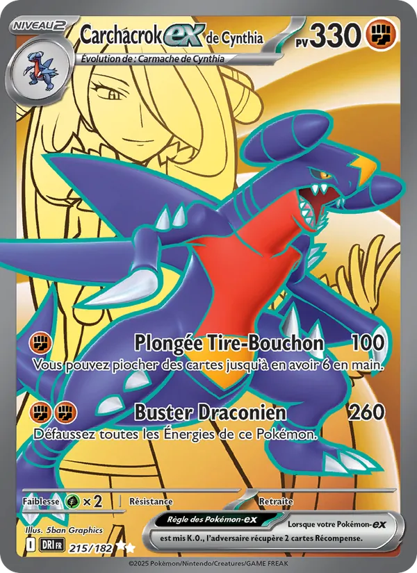 Carte Pokémon Carchacrok-ex de Cynthia de l'extension Rivalités Destinées