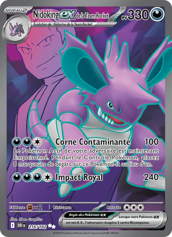 Carte Pokémon Nidoking-ex de la Team Rocket de l'extension Rivalités Destinées