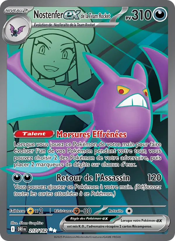 Carte Pokémon Nostenfer-ex de la Team Rocket de l'extension Rivalités Destinées