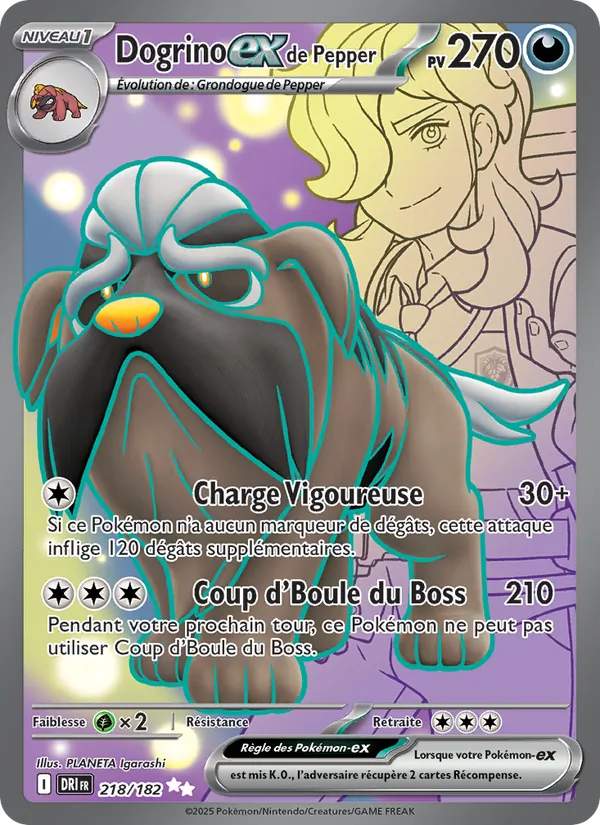 Carte Pokémon Dogrino-ex de Pepper de l'extension Rivalités Destinées