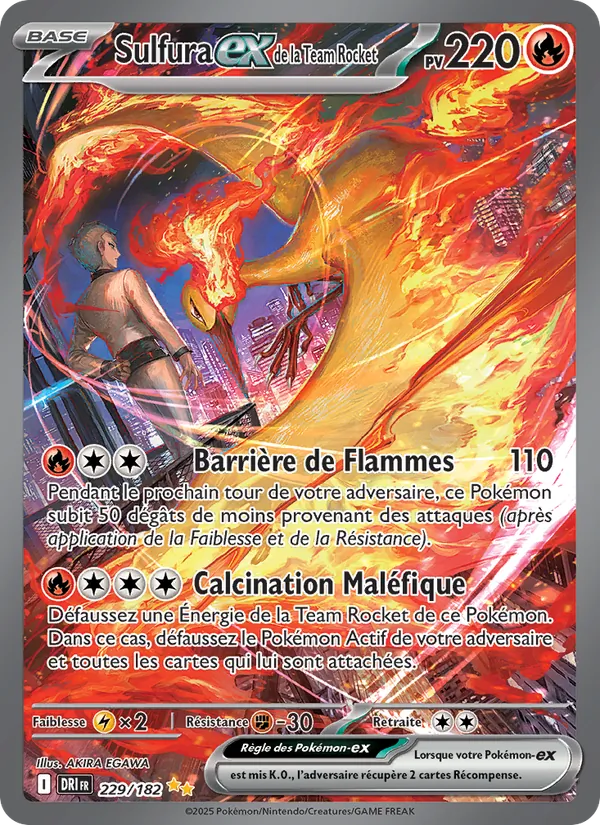 Carte Pokémon Sulfura-ex de la Team Rocket de l'extension Rivalités Destinées