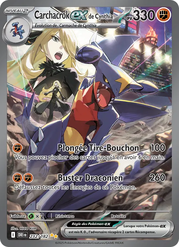 Carte Pokémon Carchacrok-ex de Cynthia de l'extension Rivalités Destinées