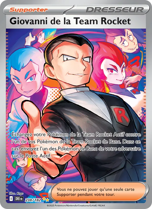Carte Pokémon Giovanni de la Team Rocket de l'extension Rivalités Destinées